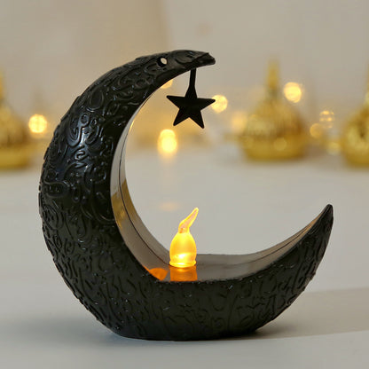 Star Moon Candlestick Arabian Lantern Electric Candle Lamp Storm