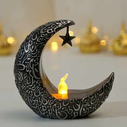 Star Moon Candlestick Arabian Lantern Electric Candle Lamp Storm